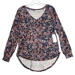 Willow Drive Paisly Print Long Sleeve Top S
